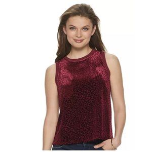 NWT Burgundy Leopard Raised Velvet  Pattern Sleeveless Top Apt 9 Sz S